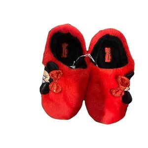 MINNIE MOUSE DISNEY Plush Sequin Slippers Red Toddler's Sizes 5-6
